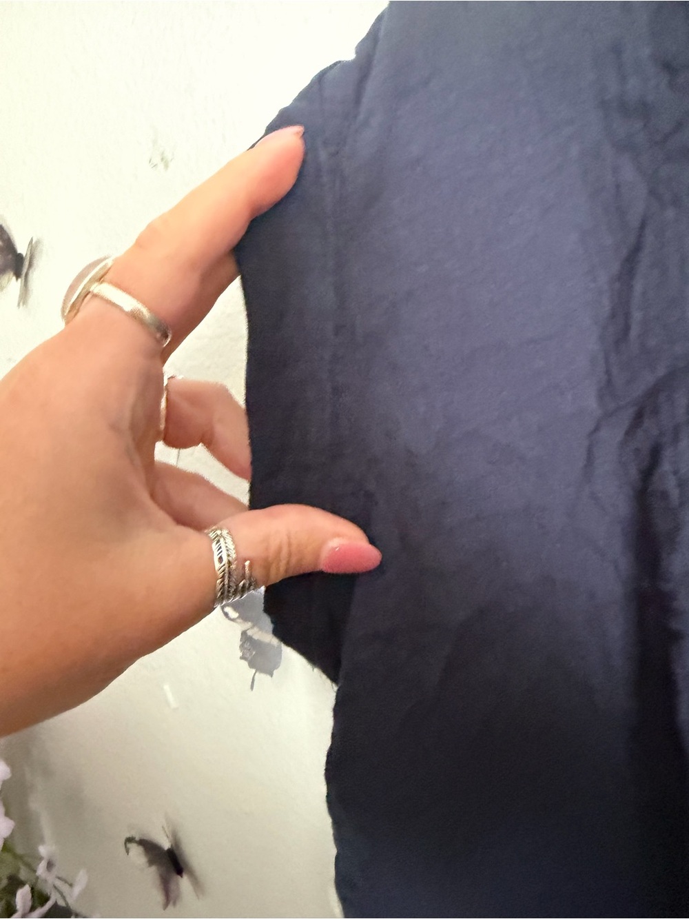 Button-Front Navy Crop Top with Tie Hem - Picture 5 of 5